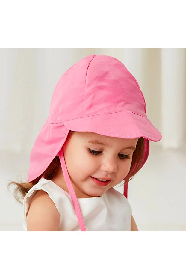 UPF50 + UV Protection Quick Drying Adjustable Thin Fabric Baby Bucket Hat 0-18 Months with Neck Protection