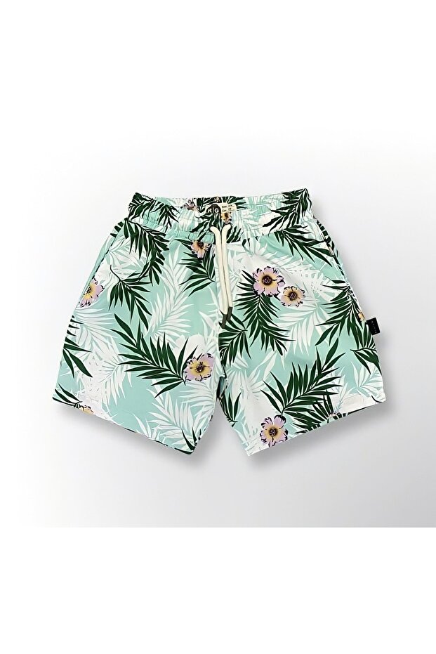 Floral Patterned Boys' Swim Shorts