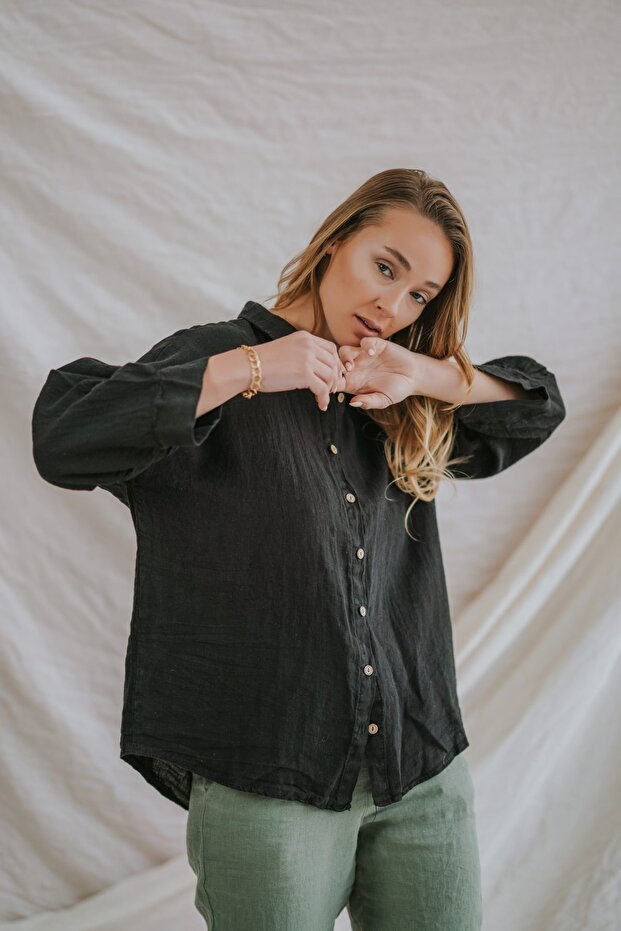 Mara Basic Keten Gömlek - 3