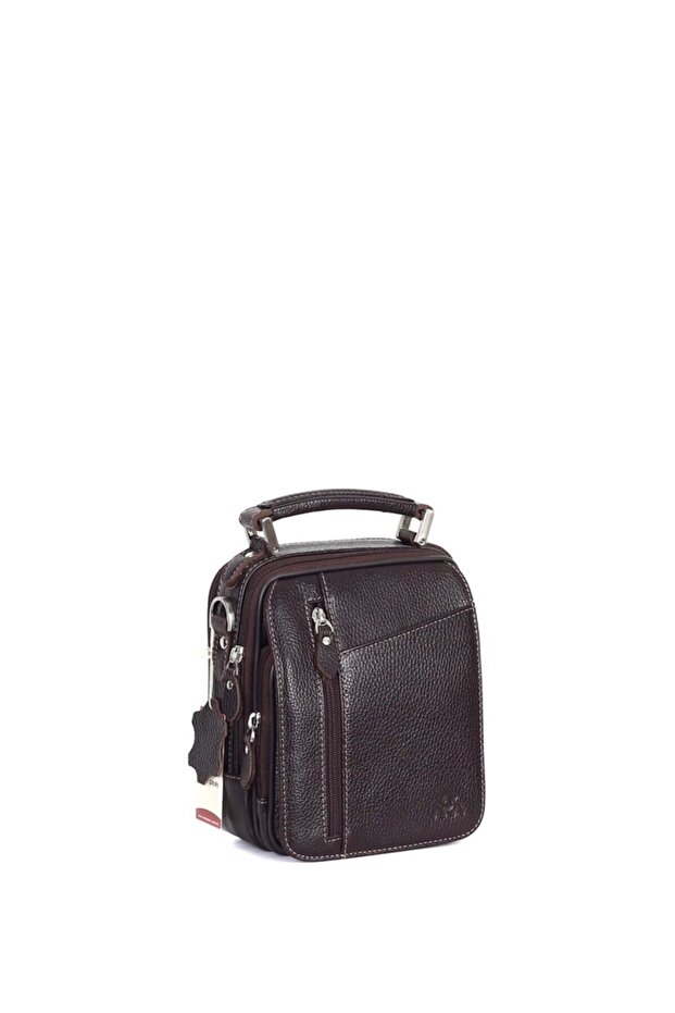 366 حقيبة يد وكتف للرجال من الجلد الطبيعي باللون البني
