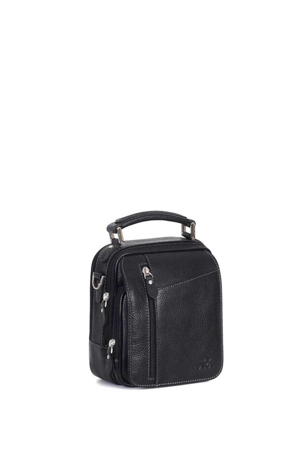 Erkek Hakiki Deri El Çantası Çapraz Çanta Siyah 348 - 1