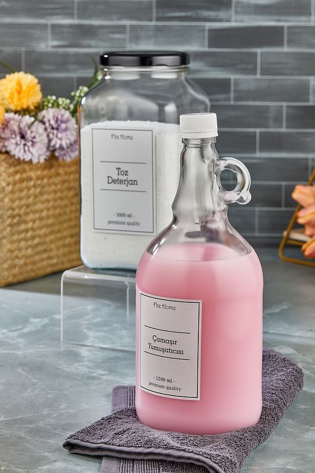 Ikili Set 3000 ml Cam Deterjan Kavanozu Ve 1500 ml Galon Yumuşatıcı Şişesi - 4