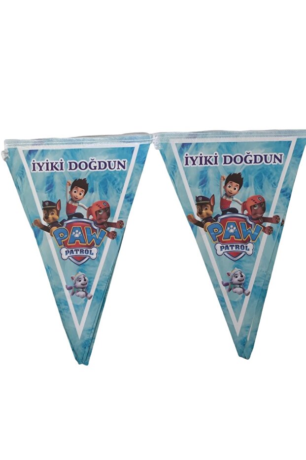 Paw Patrol Blue Pennant with Happy Birthday Written
