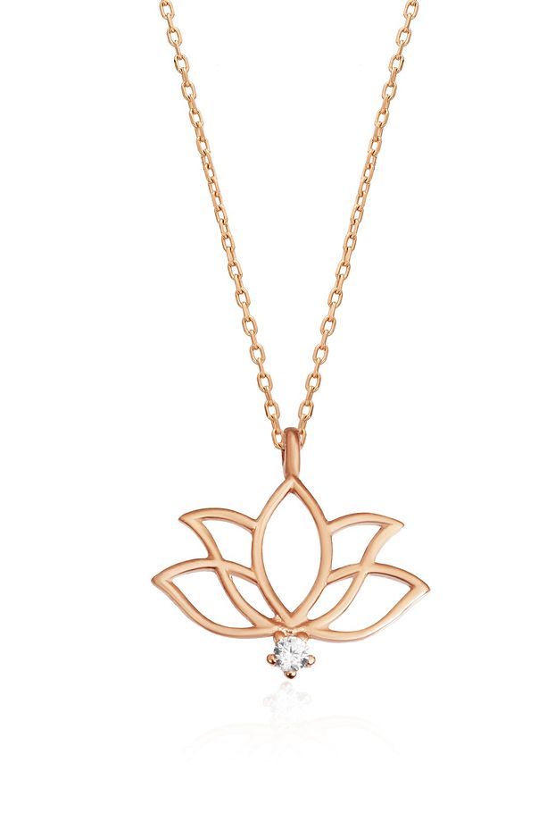 Minimal Lotus Çiçeği Kolye - 925 Ayar Gümüş Kolye - 1