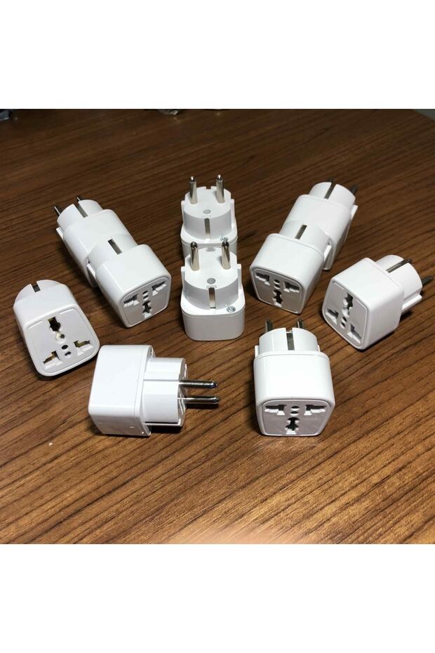 10 Adet Universal Çevirici Priz Amerikan Ingiliz Fiş Dönüştürücü Türk Tipi Fişe Çeviren Adaptör - 1