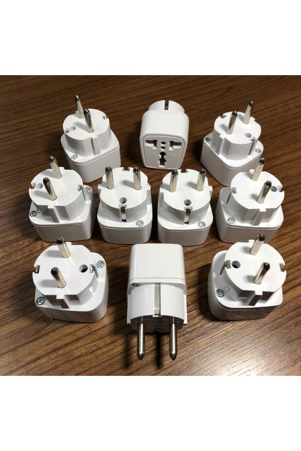 10 Adet Universal Çevirici Priz Amerikan Ingiliz Fiş Dönüştürücü Türk Tipi Fişe Çeviren Adaptör - 6