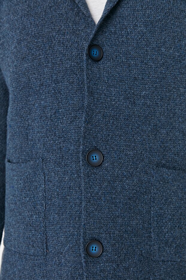 Indigo Regular Fit Yünlü Yaka Triko Hırka TMNAW22HI0140 - 4