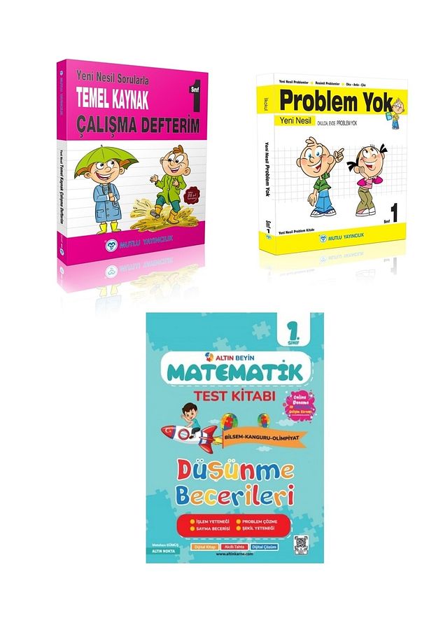1.Sınıf Temel Kaynak Çalışma Defterim + 1. Sınıf Altın Beyin Matematik Test Kitabı +Problem Yok - 1