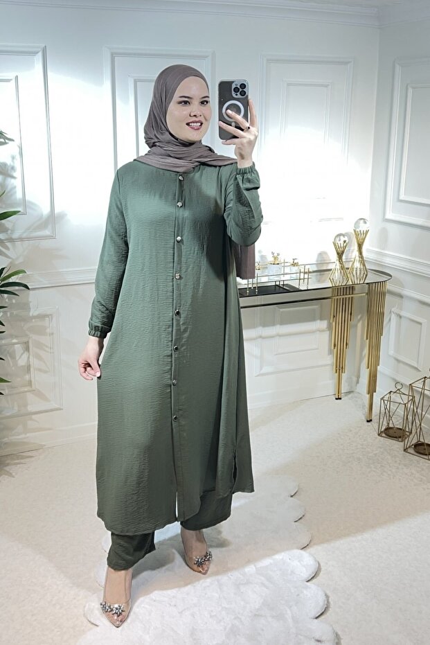 Başak Buttoned Ayrobin Set - Khaki - 1