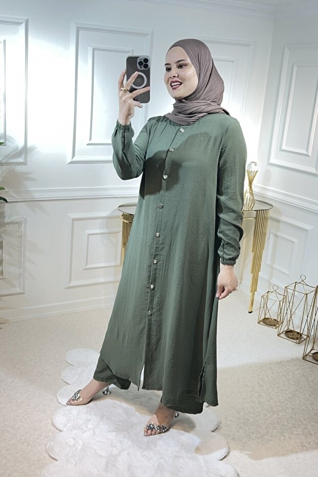 Başak Buttoned Ayrobin Set - Khaki - 3
