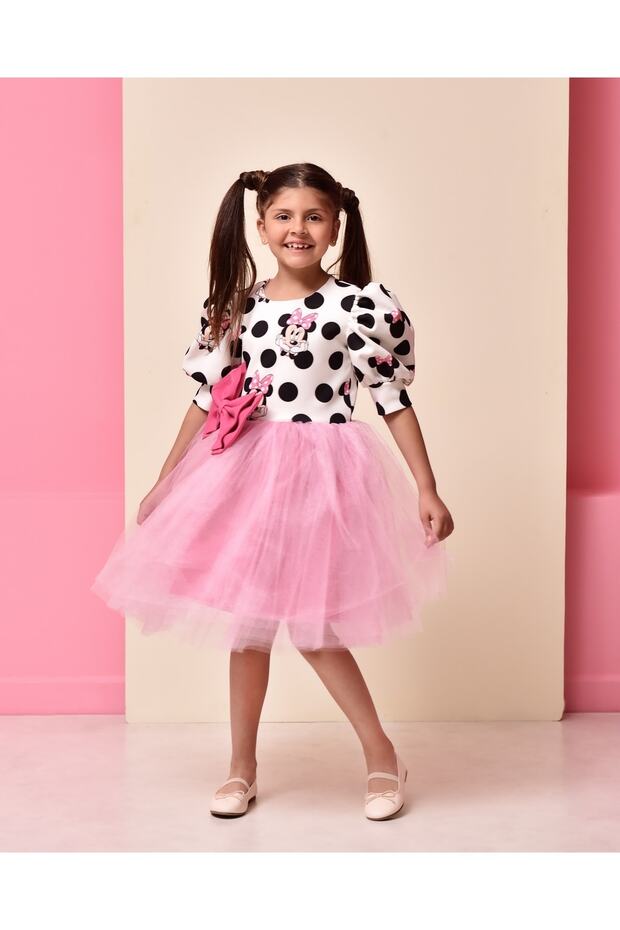 Eylul Elif Butik Minnie Mouse Desenli Kız Çocuk Elbise - 2