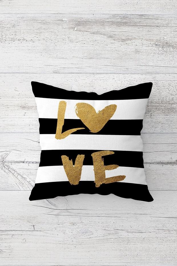 غطاء وسادة بسحّاب مخفي مطبوع من جانب واحد مكتوب عليه Love Written Lover