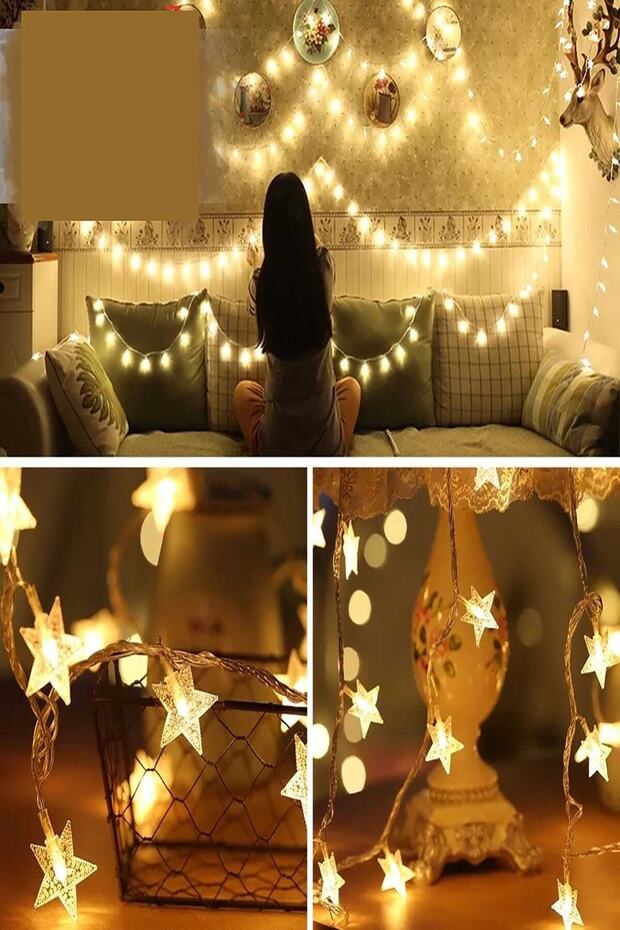 Dekoratif Led Işıklı Yıldız Dizeleri 40'lı 6 Metre - 7