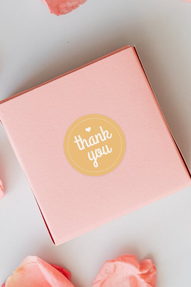 Thank You Round Adhesive Product Packaging, Package Label Sticker with Thank You Written
