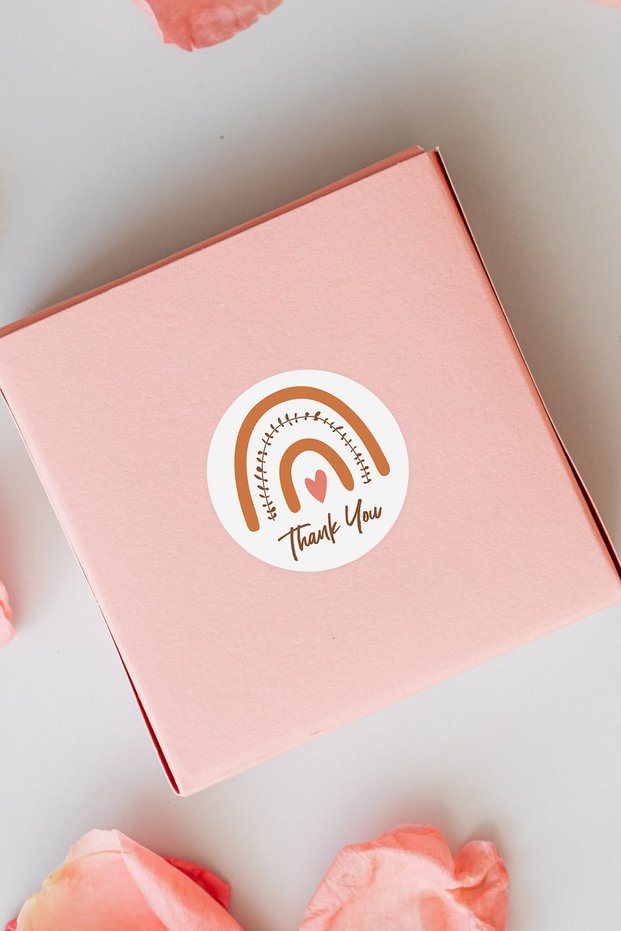 Thank You Round Adhesive Product Packaging, Package Label Sticker with Thank You Written