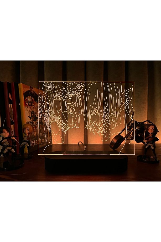 Renkli Attack On Titan Eren ve Reiner Masa Lambası, şık ve enerjik dekorasyon için ideal - 1