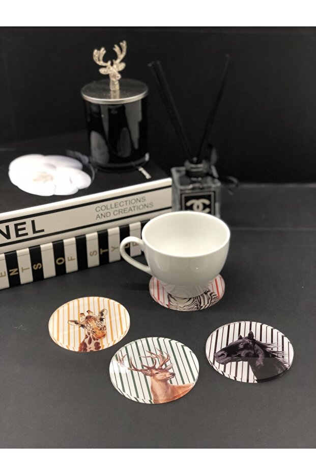 Set of 4 Round Coasters - Animal Figures