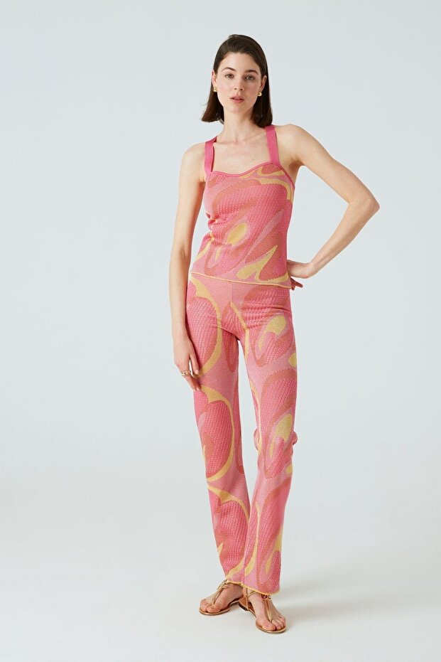 Gemusterte rosa Hose - 2