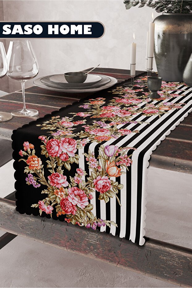 Dream Of A Flowers Patterned Quality Velvet Fabric 45x140 Cm Decorative - Gift Runner