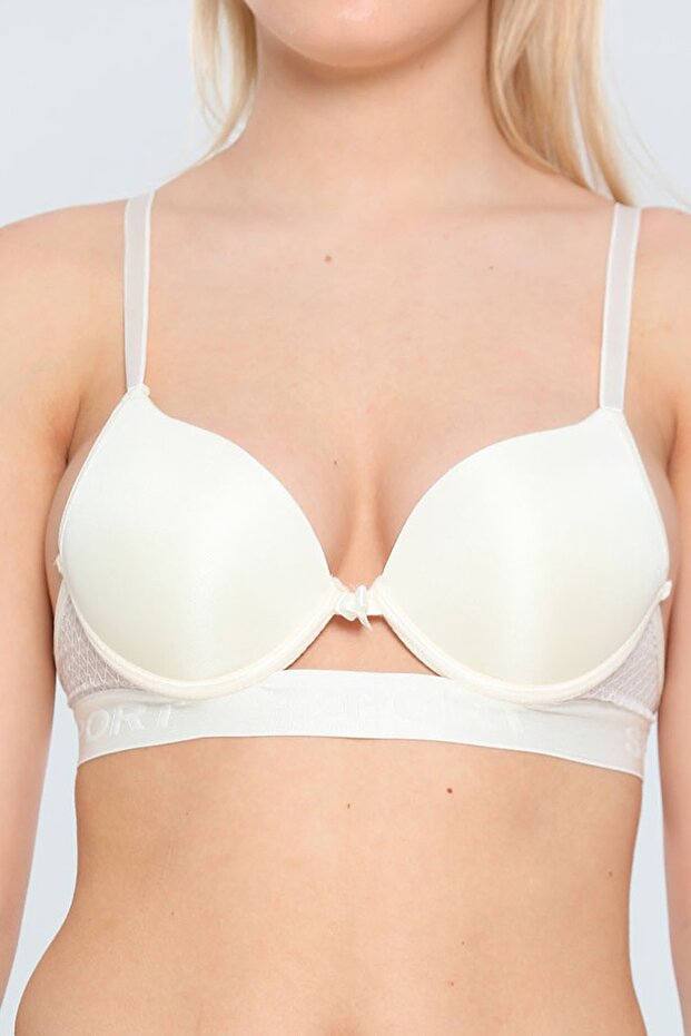 Cream Aysemin Women's Supported Underwire Push up Sports Bra