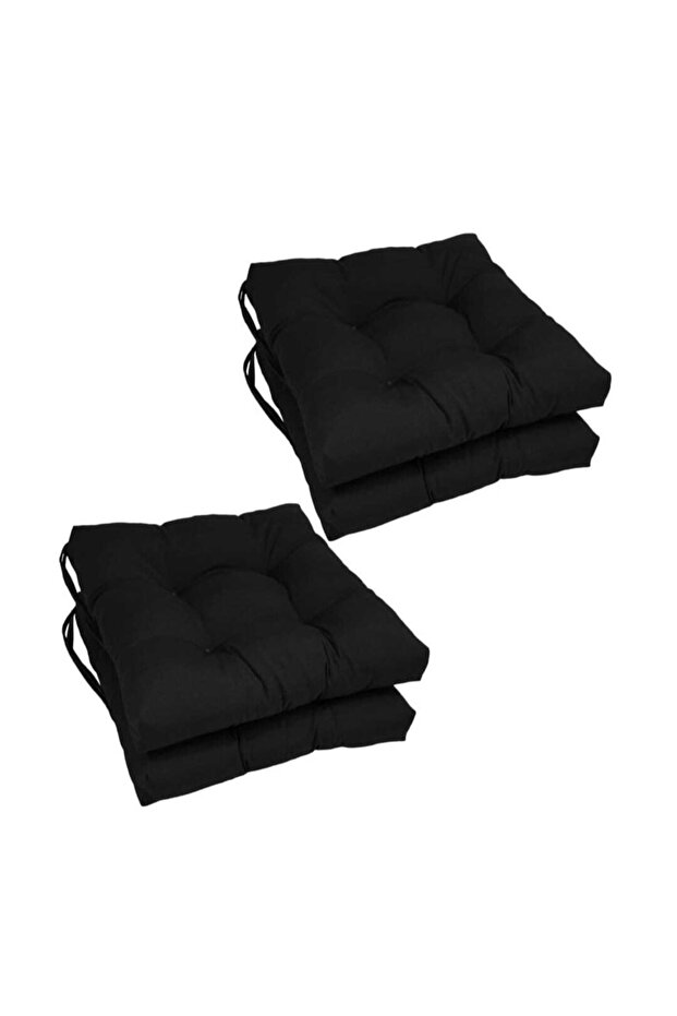 4-Piece Pofidik Square Chair Cushion Black 40 X 40 cm