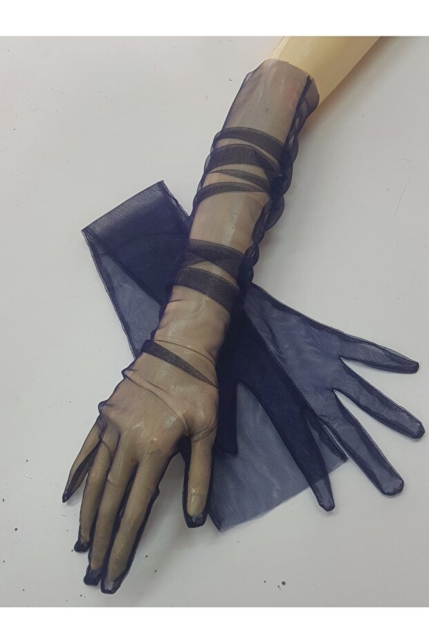 Bella Evening Dress Bridal Party Gloves Long Navy Blue