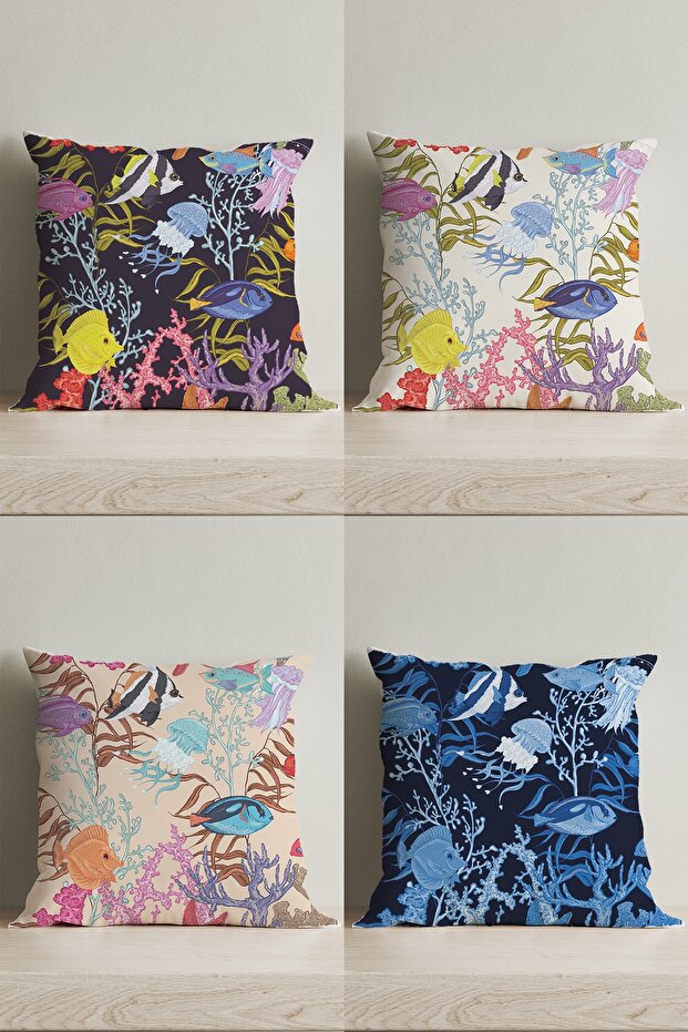 Special Design Double Sided Digital Printed Decorative Throw Pillow Cover 4 Pieces