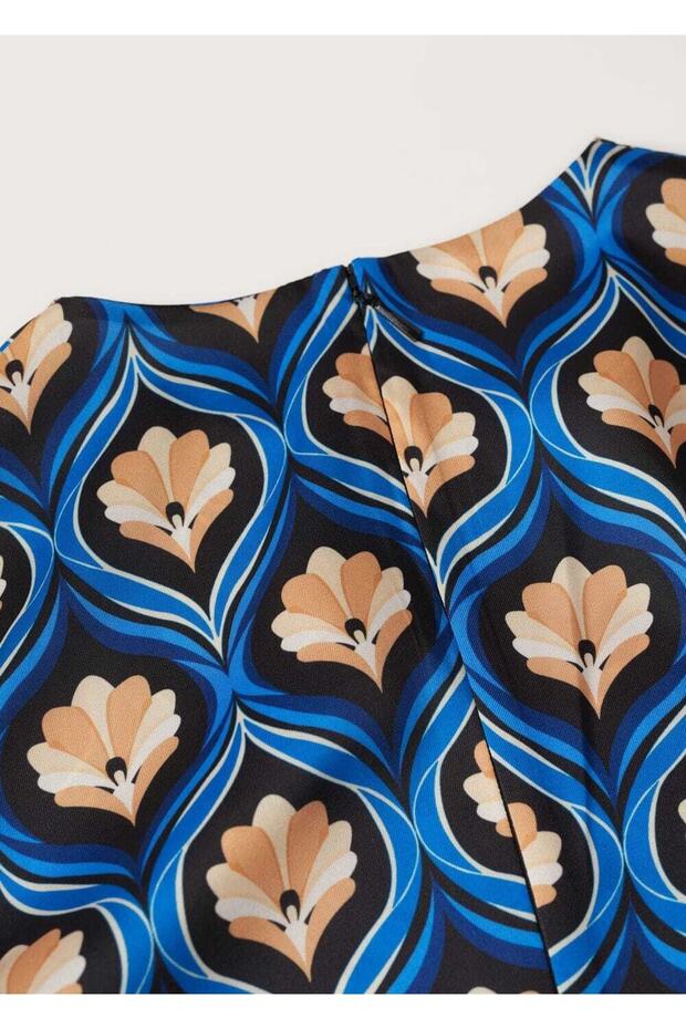 Desenli Retro Elbise - 8