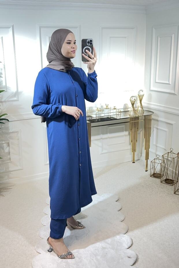 Virgo Buttoned Ayrobin Set - Indigo - 2