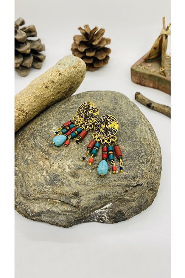 Handmade Ethnic Authentic Bohemian Hippie Natural Stone Earrings