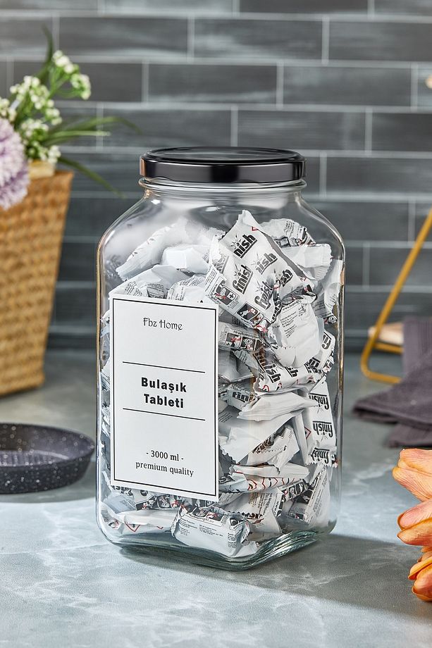 Bulaşık Makinesi Deterjan Tableti Kavanozu/kutusu Vakumlu Kapak 3000 ml - 1