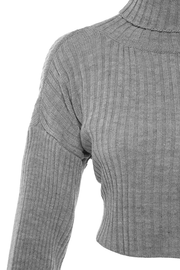 Grauer Crop-Basic-Strickpullover TWOAW22KZ0223 - 6