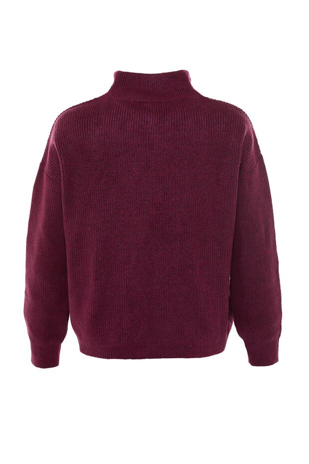 Hellvioletter Strickpullover mit weicher Struktur und Reißverschluss TWOAW20XS0009 - 18