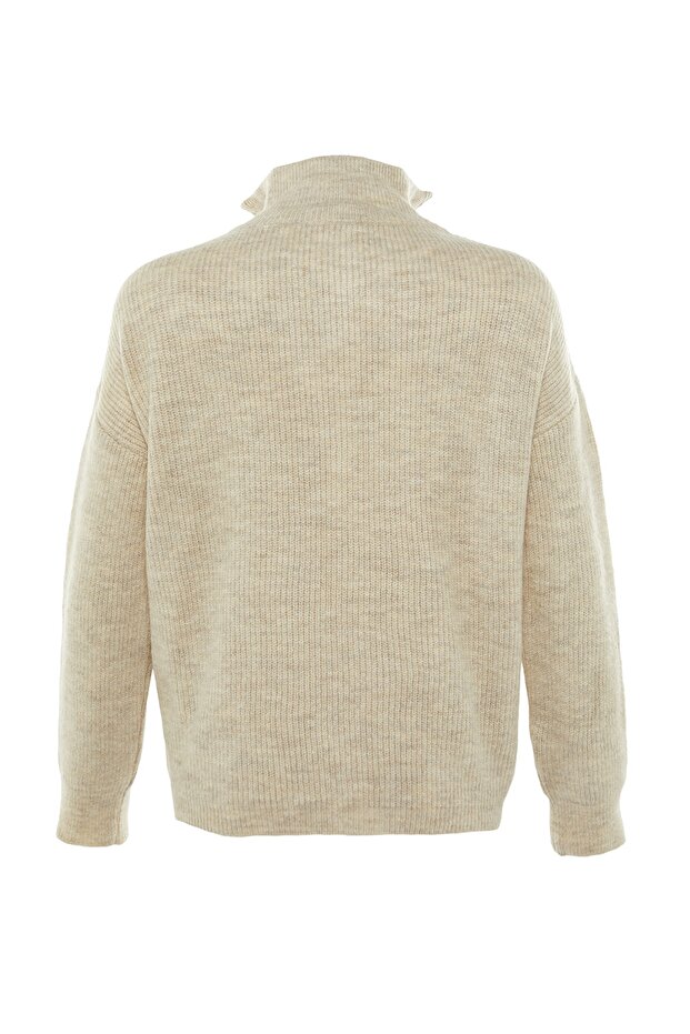 Weich strukturierter Paar-Strickpullover mit Reißverschluss in Steinoptik – TWOAW20XS0009 - 14