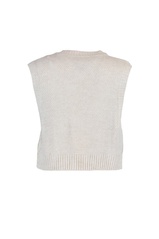 Taş Crop Yandan Kurdele/Fiyonk Bağlama Detaylı Triko Süveter TWOAW22SV0058 - 8