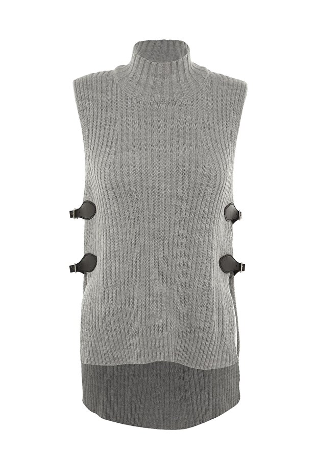 Szary sweterek z dzianiny TWOAW20FV0117 - 8