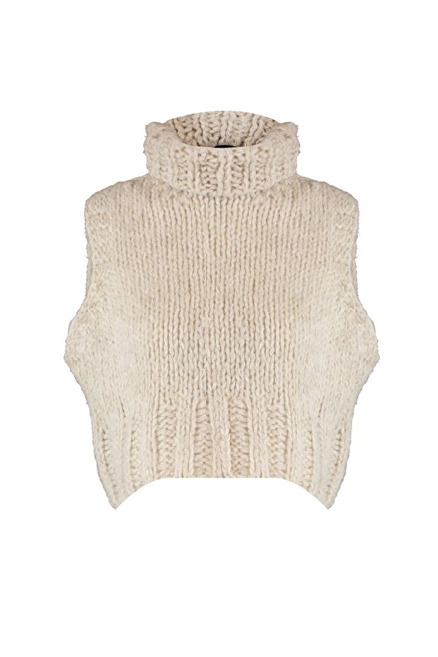 Taş Crop Balıkçı Yaka Triko Süveter TWOAW22BZ0058 - 5