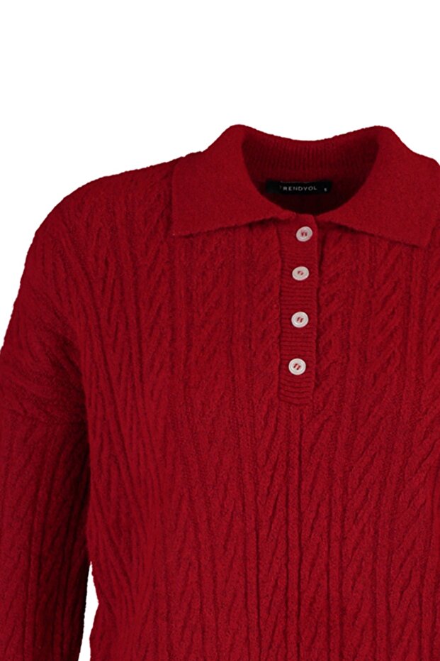 Roter, weicher Strickpullover mit weiter Passform TWOAW21KZ2635 - 8