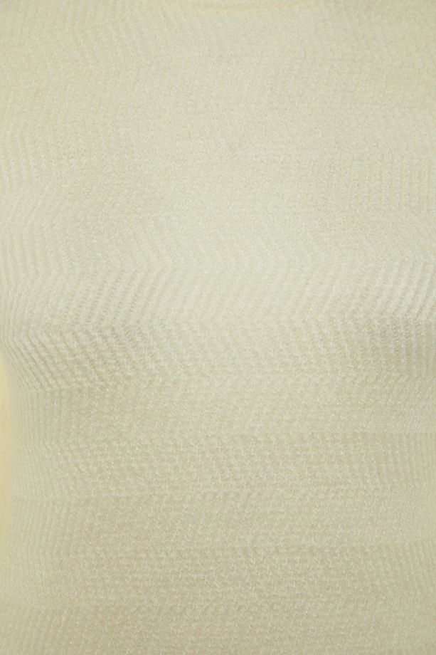 Ekru Yumuşak Dokulu Basic Triko Kazak TWOAW21KZ0204 - 5