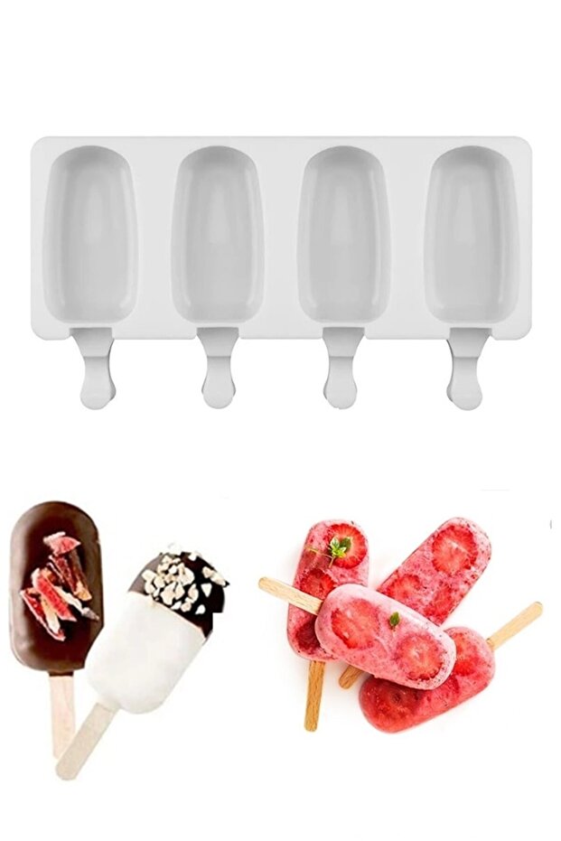 Large Size 50 Pieces Silicone Ice Cream Mold with Sticks Gift Set of 4