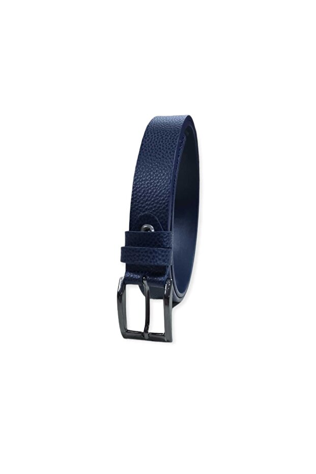 3 Cm Matte Patterned Navy Blue Women's Belt