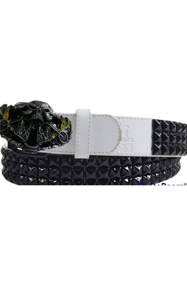 Gothic Punk Metallica Style Studded Skull Belt with Cowboy Buckle