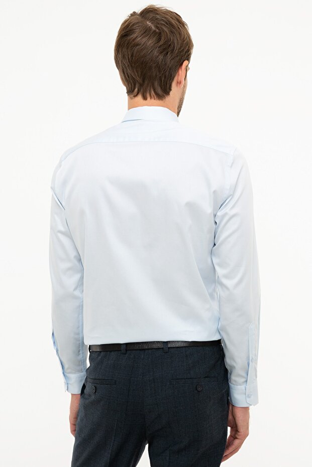 Açık Mavi Slim Fit Basic Gömlek - 3