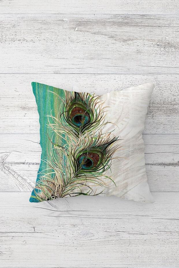 Peacock Feather One Side Printed Hidden Zipper Pillow Case Throw Pillow Sofa Pillow Case