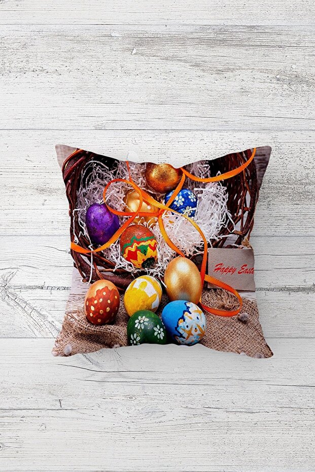 غطاء وسادة بسحّاب مخفي مطبوع من جانب واحد من Happy East، غطاء وسادة للأريكة