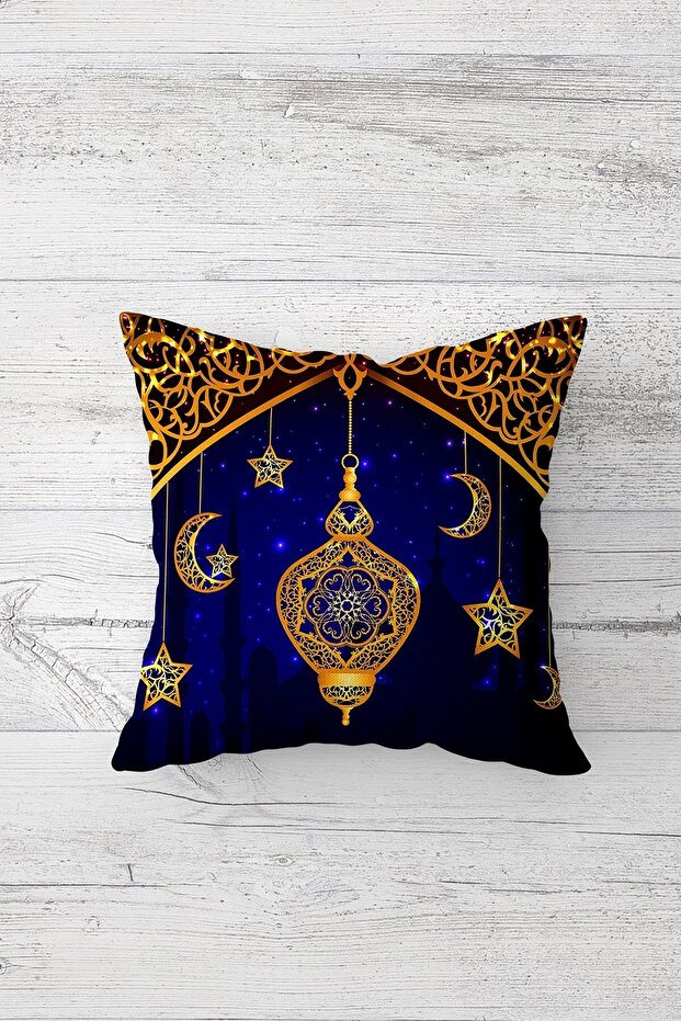 غطاء وسادة مطبوع من جانب واحد بتصميم رمضان من Cami مع سحاب مخفي
