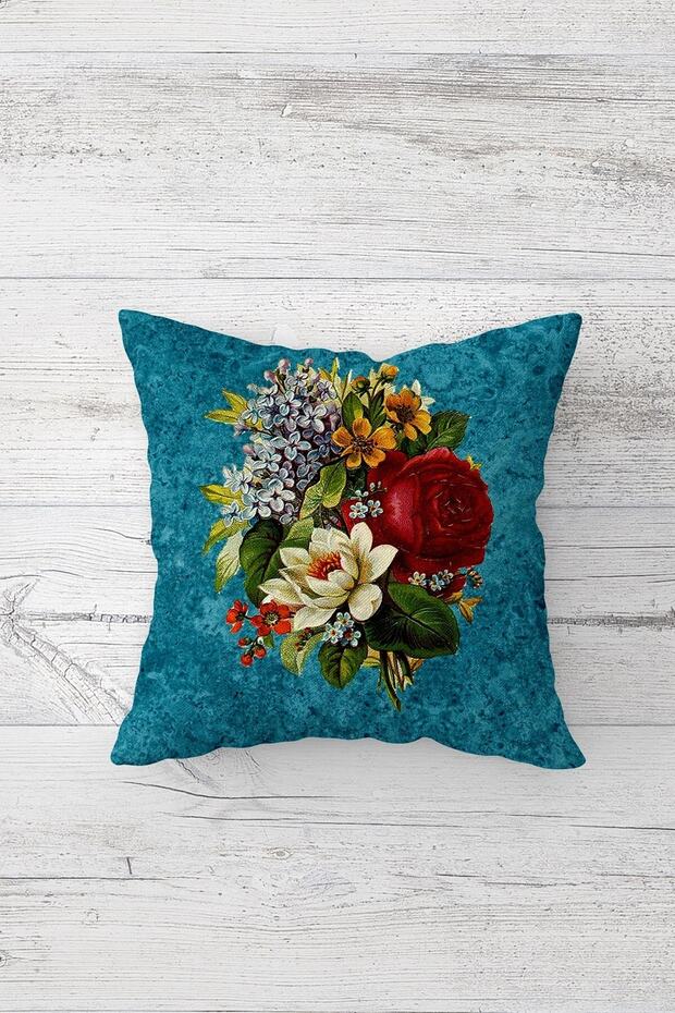 Red Rose Patterned One Side Printed Hidden Zipper Pillow Case Throw Pillow Sofa Pillow Case - 1