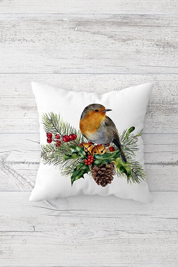 New Year's Theme Bird Pattern Double Side Printed Hidden Zipper Pillowcase Throw Pillow Seat Pillowcase