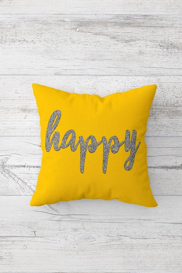 غطاء وسادة بسحاب مخفي مطبوع على الوجهين من Happy Double، غطاء وسادة للمقعد