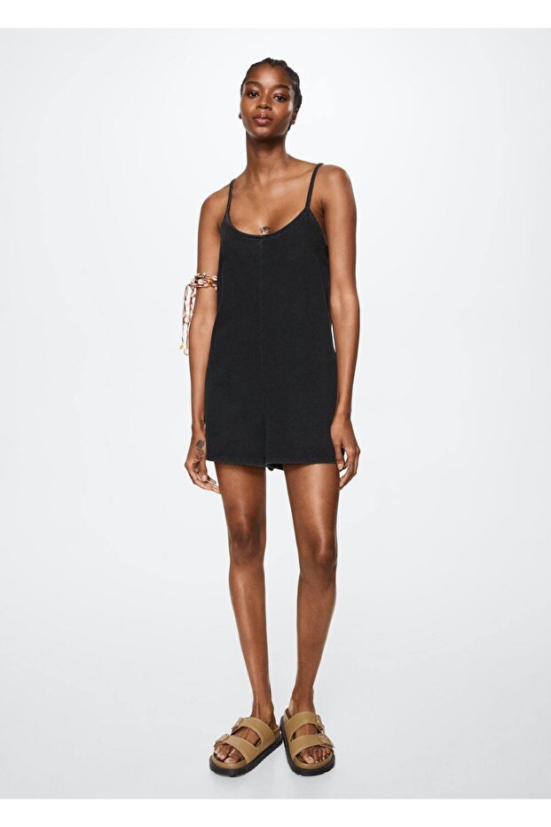 Pamuklu Denim Tulum - 2